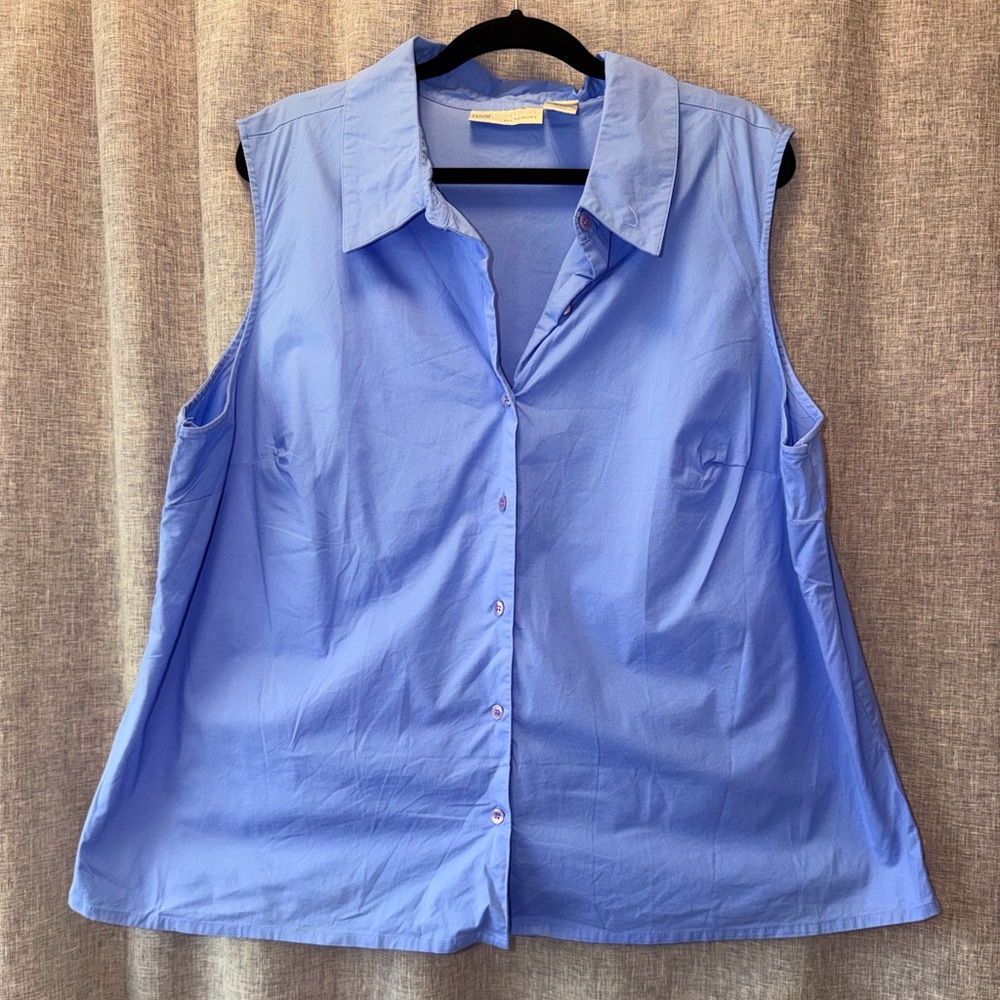 Chadwicks Light Blue Sleeveless Button-Down Shirt 26W